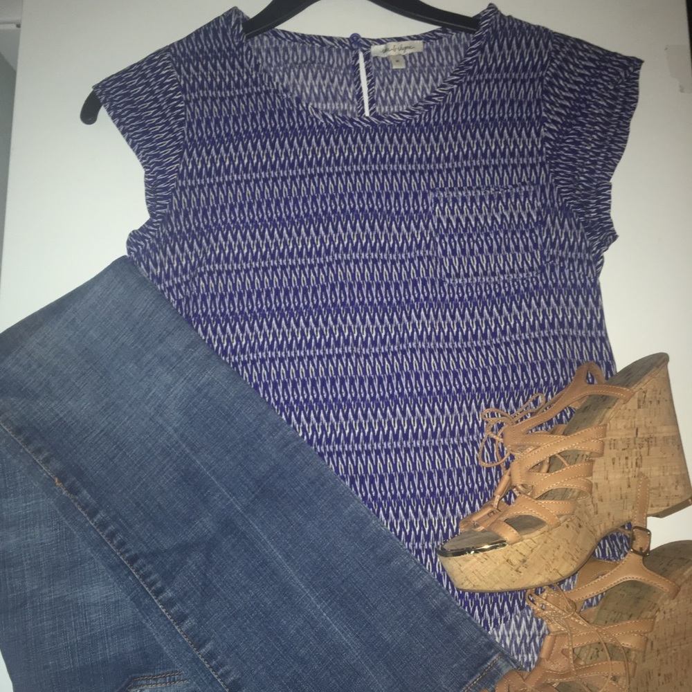 Rose & Rhyme Navy Blue Blousr